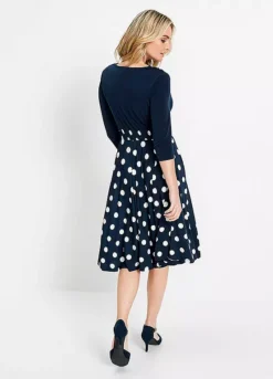 Polka Dot Midi Dress -Mesh Sleeve Shop Polka Dot Midi Dress947207FRSP W01
