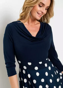 Polka Dot Midi Dress -Mesh Sleeve Shop Polka Dot Midi Dress947207FRSP W02