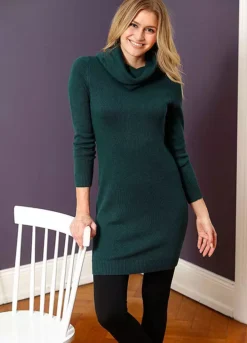 Poloneck Jumper Dress -Mesh Sleeve Shop Poloneck Jumper Dress933286FRSL