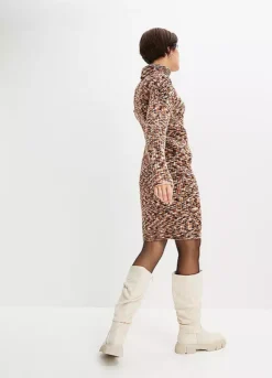 Poloneck Knitted Dress -Mesh Sleeve Shop Poloneck Knitted Dress941632FRSP W01