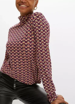 Poloneck Top -Mesh Sleeve Shop Poloneck Top979605FRSP W02