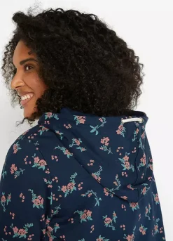 Posy Print Hoodie -Mesh Sleeve Shop Posy Print Hoodie943908FRSB W02