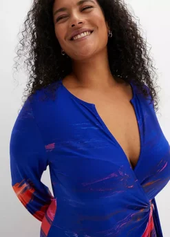 Printed Buckle Midi Dress -Mesh Sleeve Shop Printed Buckle Midi Dress907439FRSB W02