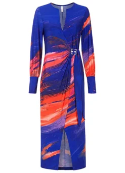 Printed Buckle Midi Dress -Mesh Sleeve Shop Printed Buckle Midi Dress907439FRSC