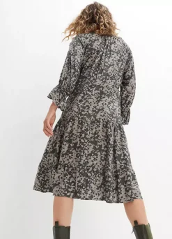 Printed Chiffon Midi Dress -Mesh Sleeve Shop Printed Chiffon Midi Dress952988FRSP W01