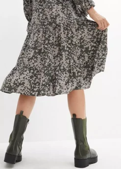 Printed Chiffon Midi Dress -Mesh Sleeve Shop Printed Chiffon Midi Dress952988FRSP W03