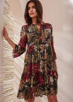 Printed Dress -Mesh Sleeve Shop Printed Dress954420FRSL