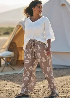 Printed Jersey Crepe Trousers -Mesh Sleeve Shop Printed Jersey Crepe Trousers918521FRSL