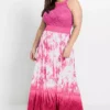 Printed Lace Detail Maxi Dress