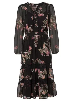 Printed Midi Dress -Mesh Sleeve Shop Printed Midi Dress925196FRSC