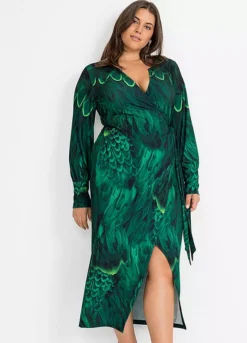 Printed Midi Wrap Party Dress