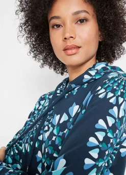 Printed Sweatshirt Dress -Mesh Sleeve Shop Printed Sweatshirt Dress934750FRSP W02