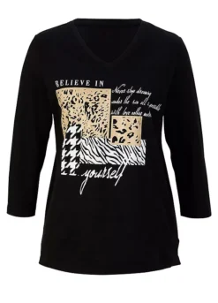 Printed Three-Quarter Sleeve Top -Mesh Sleeve Shop Printed Three Quarter Sleeve Top961480FRSC