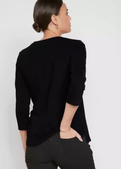 Printed Three-Quarter Sleeve Top -Mesh Sleeve Shop Printed Three Quarter Sleeve Top961480FRSP W01