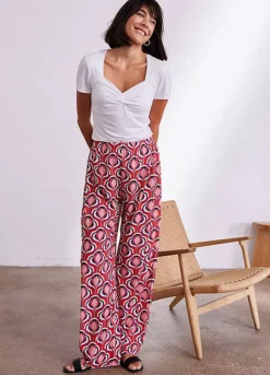 Printed Wide Leg Trousers -Mesh Sleeve Shop Printed Wide Leg Trousers903926FRSL