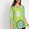 Psychedelic Print Tunic -Mesh Sleeve Shop Psychedelic Print Tunic950614FRSP