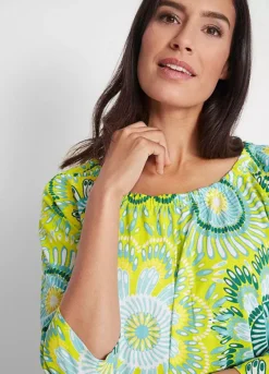 Psychedelic Print Tunic -Mesh Sleeve Shop Psychedelic Print Tunic950614FRSP W02