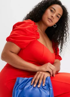 Puff Sleeve Party Dress -Mesh Sleeve Shop Puff Sleeve Party Dress918878FRSB W02