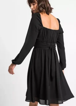 Puff Sleeve Square Neck Dress 11 Puff Sleeve Square Neck Dress -Mesh Sleeve Shop Puff Sleeve Square Neck Dress962689FRSP W03