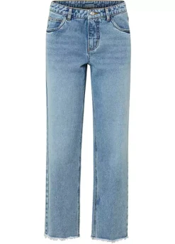 Raw Hem Mom Jeans -Mesh Sleeve Shop Raw Hem Mom Jeans931816FRSC