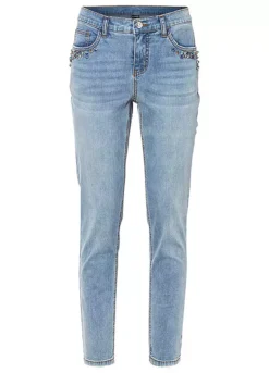 Rhinestone Pocket Jeans -Mesh Sleeve Shop Rhinestone Pocket Jeans932073FRSC