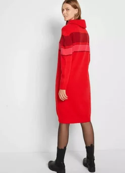 Roll Neck Knitted Dress -Mesh Sleeve Shop Roll Neck Knitted Dress966241FRSP W01