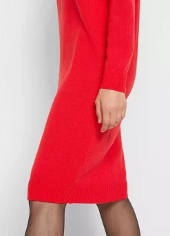 Roll Neck Knitted Dress -Mesh Sleeve Shop Roll Neck Knitted Dress966241FRSP W02