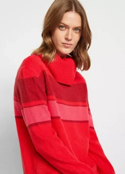 Roll Neck Knitted Dress -Mesh Sleeve Shop Roll Neck Knitted Dress966241FRSP W03