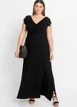 Ruched Maxi Dress -Mesh Sleeve Shop Ruched Maxi Dress929033FRSB W01