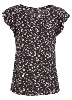 Ruffle Sleeve Floral T-Shirt -Mesh Sleeve Shop Ruffle Sleeve Floral T Shirt978765FRSC