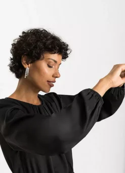 Satin Knotted Dress -Mesh Sleeve Shop Satin Knotted Dress962068FRSP W02