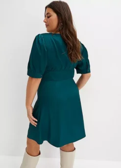 Satin Mini Dress -Mesh Sleeve Shop Satin Mini Dress928702FRSB W01