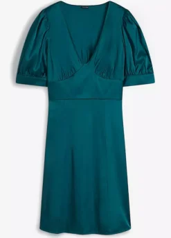 Satin Mini Dress -Mesh Sleeve Shop Satin Mini Dress928702FRSC