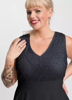 Sequin Bodice Party Dress -Mesh Sleeve Shop Sequin Bodice Party Dress976592FRSB W02