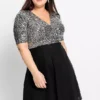 Sequin Party Dress -Mesh Sleeve Shop Sequin Party Dress968036FRSB