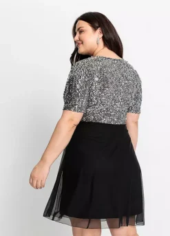 Sequin Party Dress -Mesh Sleeve Shop Sequin Party Dress968036FRSB W01