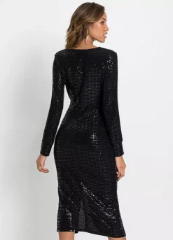 Sequin Sparkle Dress -Mesh Sleeve Shop Sequin Sparkle Dress942147FRSP W01