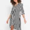 Shirt Dress -Mesh Sleeve Shop Shirt Dress928122FRSP