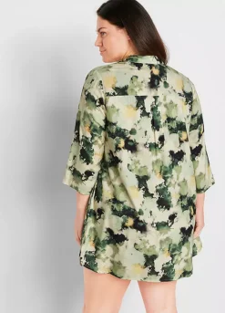 Short Shirt Dress -Mesh Sleeve Shop Short Shirt Dress973980FRSB W01