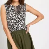 Sleeveless Leopard Print Blouse 2 Sleeveless Leopard Print Blouse -Mesh Sleeve Shop Sleeveless Leopard Print Blouse929426FRSP