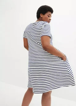 Slub Cotton Dress -Mesh Sleeve Shop Slub Cotton Dress931174FRSB W01