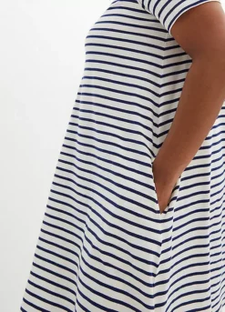 Slub Cotton Dress -Mesh Sleeve Shop Slub Cotton Dress931174FRSB W02