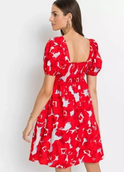 Smocked Floral Dress -Mesh Sleeve Shop Smocked Floral Dress975865FRSP W01