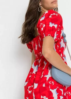 Smocked Floral Dress -Mesh Sleeve Shop Smocked Floral Dress975865FRSP W03