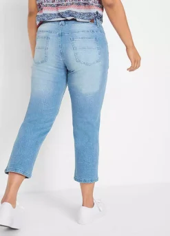 Soft Cropped Jeans -Mesh Sleeve Shop Soft Cropped Jeans920703FRSB W01