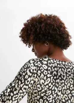 Sparkly Animal Print Party Dress -Mesh Sleeve Shop Sparkly Animal Print Party Dress923477FRSP W02