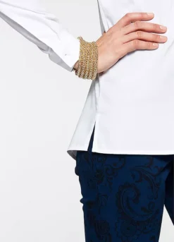 Stretch Cotton Blend Blouse -Mesh Sleeve Shop Stretch Cotton Blend Blouse955265FRSP W02