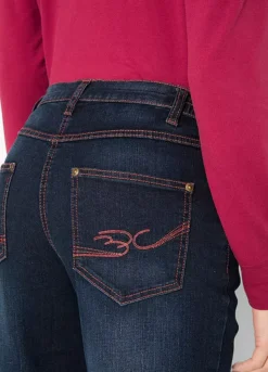 Stretchy Straight Leg Jeans -Mesh Sleeve Shop Stretchy Straight Leg Jeans912128FRSP W02