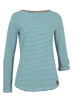Mesh Sleeve Shop -Mesh Sleeve Shop Striped Boat Neck Top952380FRSC