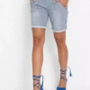 Striped Denim Shorts -Mesh Sleeve Shop Striped Denim Shorts935293FRSP